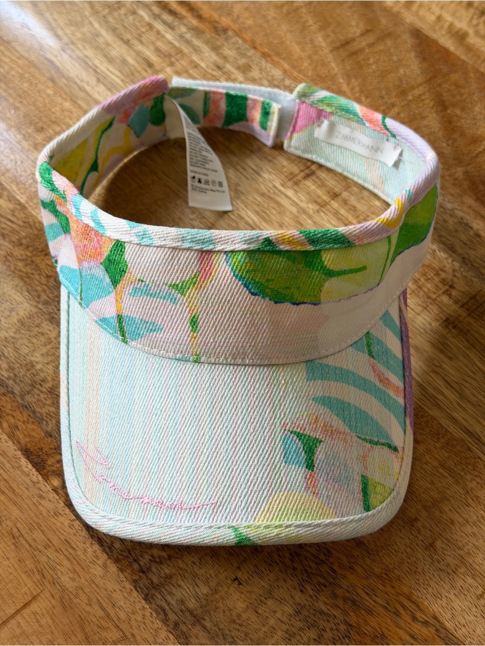 Zimmermann Floral Visor in Pastel Pink, Green